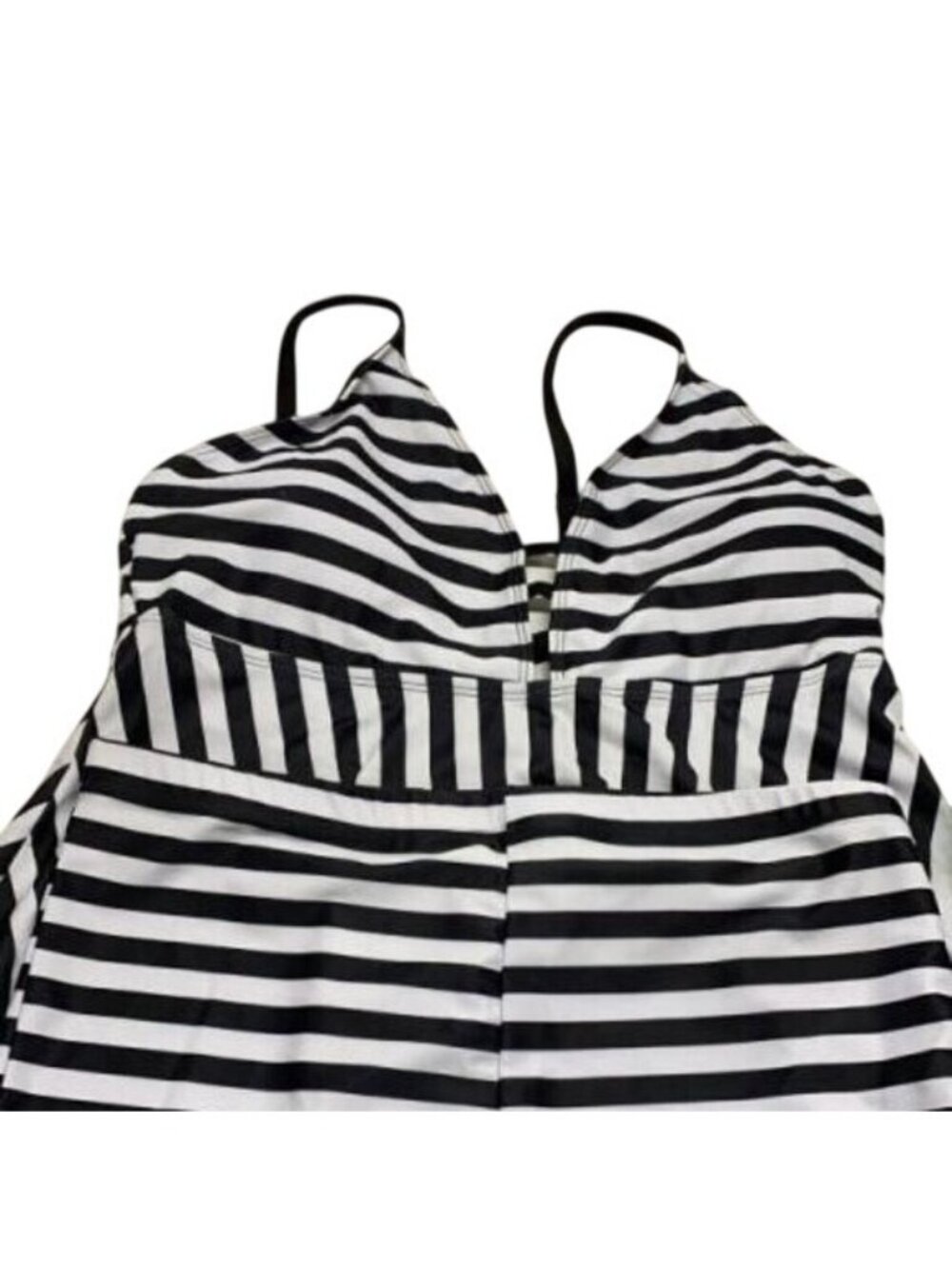 Tankini Black & white striped Top with Bottoms shorts skirt NWOT XL